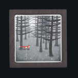 Fox und Forest Kiste<br><div class="desc">Ein wilder roter Fuchs steht unter Bäumen in einem dunklen Wald. Ein Landschaftsbild für Tiere,  Natur und Wildtiere.</div>