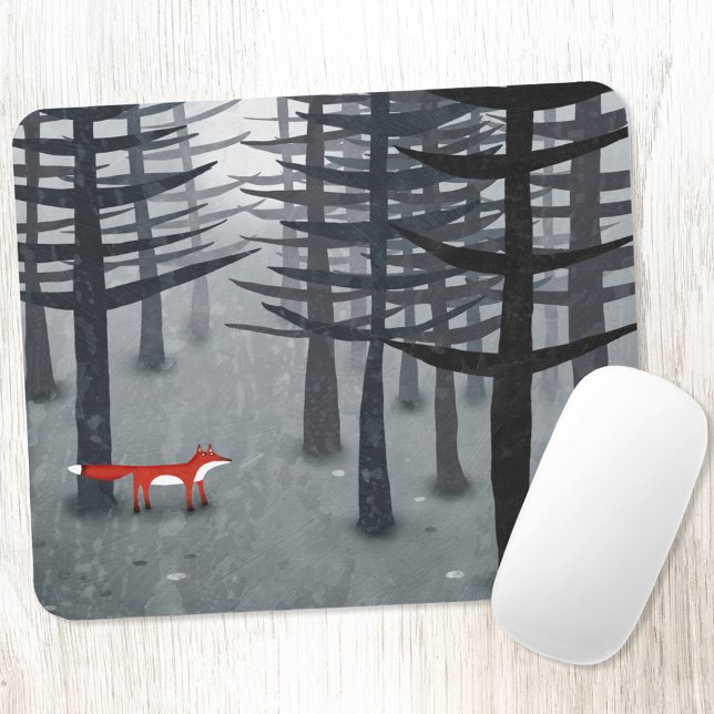 Fox und Forest Ombré Landschaftsmalerei Mousepad (Fox and forest painting  art mousemat)