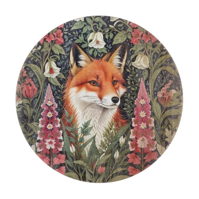 Fox und Foxglove Blume William Morris Inspiriert Schneidebrett (Vorderseite)