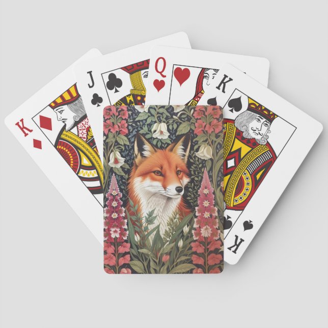 Fox und Foxglove Blume William Morris Inspiriert Spielkarten (Rückseite)