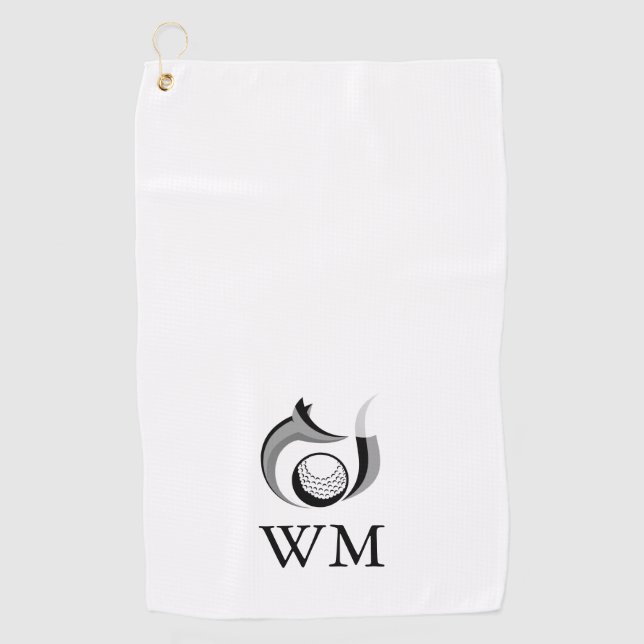 Fox und Golf Ball Personalisiert Monogram Golfhandtuch (Vorderseite)
