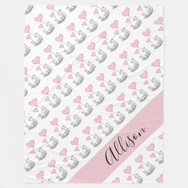 Fox und Herz Fleecedecke (Vorderseite)