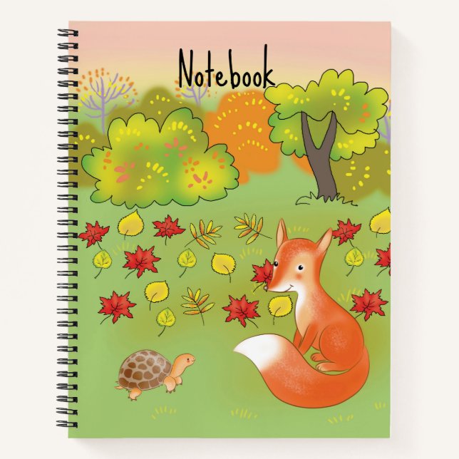 Fox und Schildkröte im Wald Notizbuch (Vorderseite)