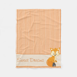 Fox- und TAN- u. Orangen-Streifen   personalisiert Fleecedecke