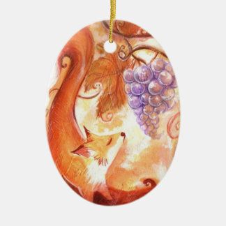 Fox und Trauben Keramik Ornament