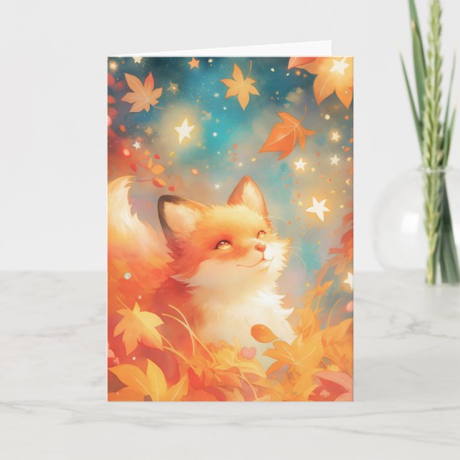 Fox-verzauberter Herbst Karte (Vorderseite)