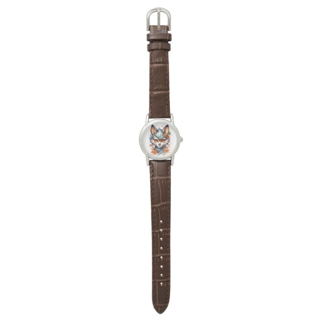 Fox Vibes: Zeitlose Kunst im Herbst Armbanduhr (Flach)