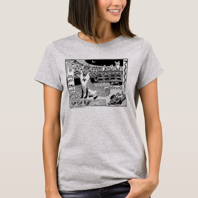 Fox wagt Block-Druck-Kunst-T - Shirt (Vorderseite)