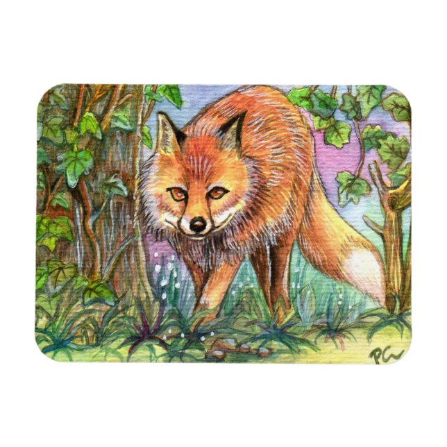 Fox Walking in den Wäldern Magnet (Horizontal)