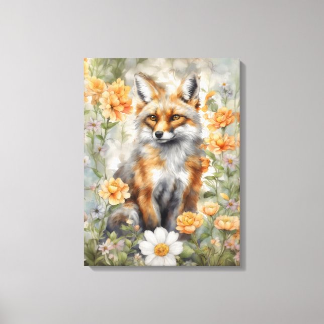 Fox Watercolor Artwork Leinwanddruck (Vorderseite)