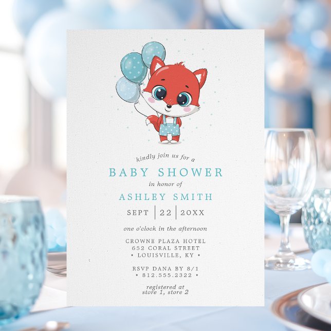 Fox Watercolor Boy Babydusche Einladung (Von Creator hochgeladen)