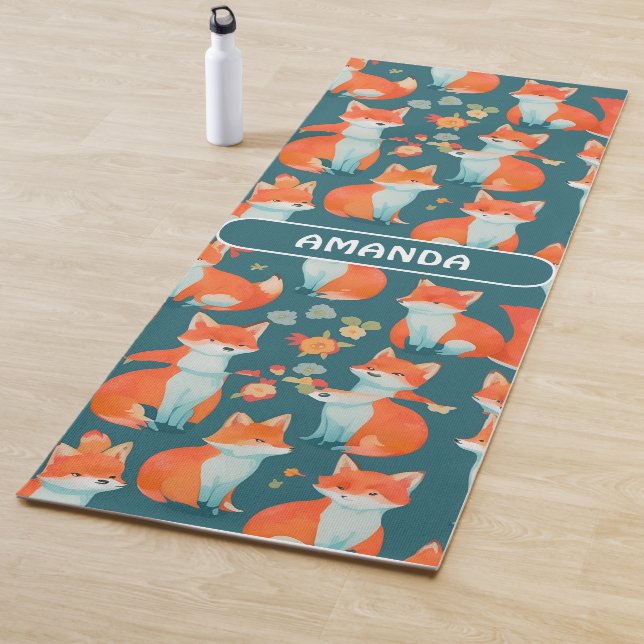 Fox Watercolor Personalisiertes Muster Yogamatte (Beispiel)