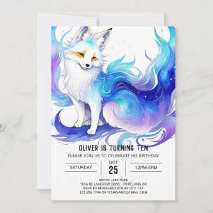 Fox Watercolor Woodland Birthday Einladung