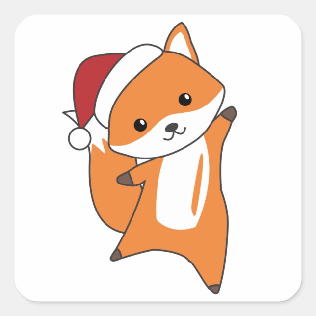 Fox Weihnachtsschnee Wintertiere Füchse Quadratischer Aufkleber (Vorderseite)