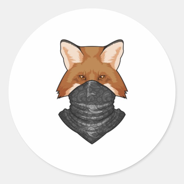 Fox wie Bandit mit KerChief Runder Aufkleber (Vorderseite)