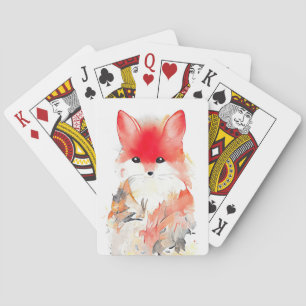 Fox Wild Animal Nature Wasserfarben Malerei Spielkarten