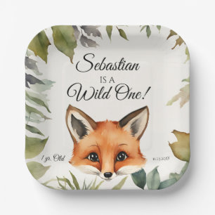 Fox Wild One Woodland Animal Birthday Party Pappteller