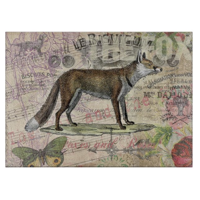 Fox Wildlife Vintag Animal Illustration Schneidebrett (Vorderseite)
