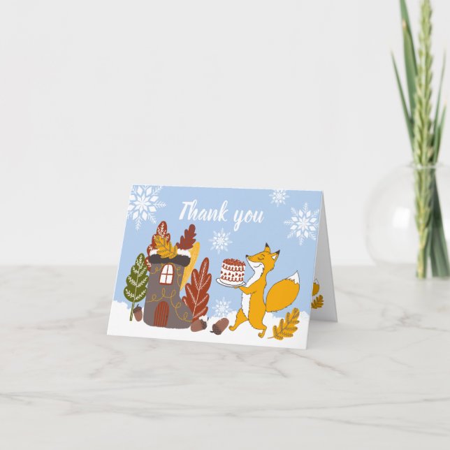 Fox Winter Baby Dusche Es ist kalt Danke Karte (Vorderseite)