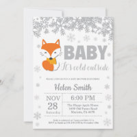 Fox Winter Baby Shower Snowflake Einladung