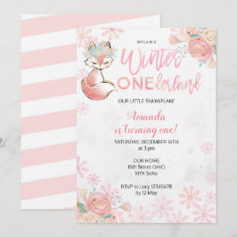 Fox Winter ONEderland Snow Birthday Einladung
