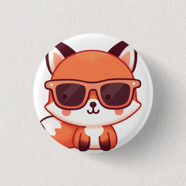 fox with sunglasses button (Vorderseite)