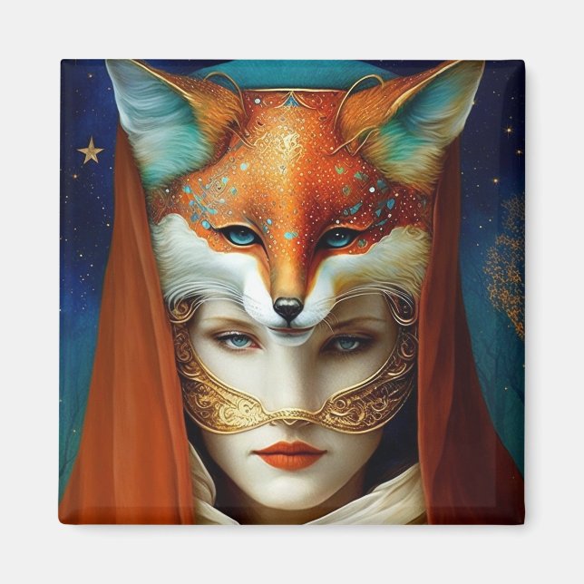 Fox Woman Surreal Fantasy Art Magnet (Vorne)