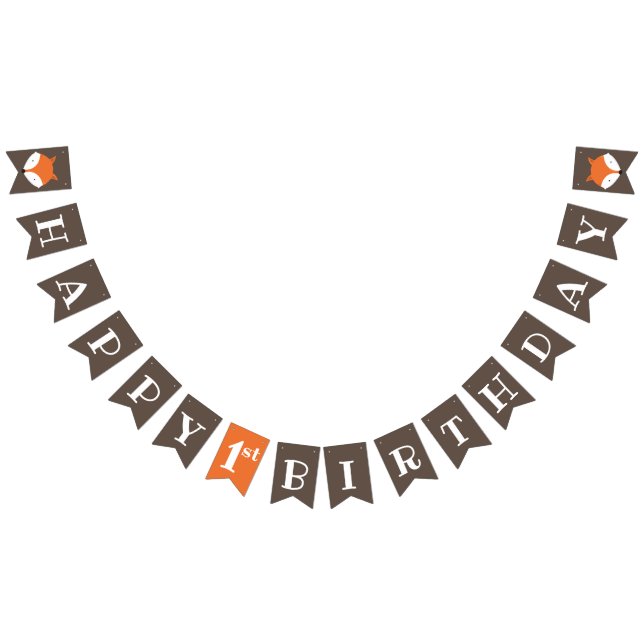 Fox Woodland 1er Anniversaire Drapeaux de Bunthday (Tout)
