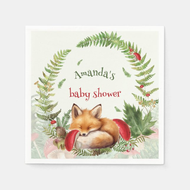 Fox Woodland Animal Babydusche Serviette (Vorderseite)
