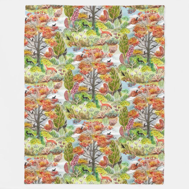 Fox Woodland Cabincore Blanket Fleecedecke (Vorderseite)