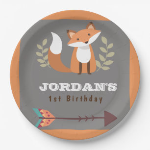 Fox Woodland Forest Critters Boho Kindergeburtstag Pappteller