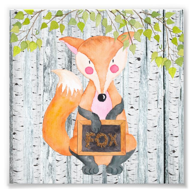 Fox- Woodland Friends - Aquarellbilder Fotodruck (Vorne)