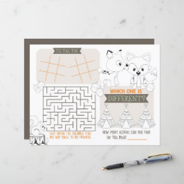 Fox Woodland Kids Tischset Activity Game Sheet