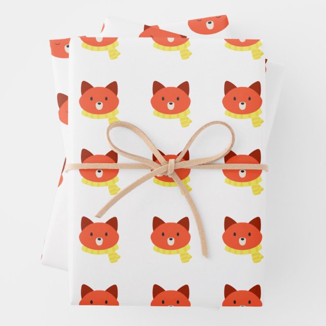 Fox Wrapping Paper Flat Sheet Set 3 Geschenkpapier Set (Beispiel)