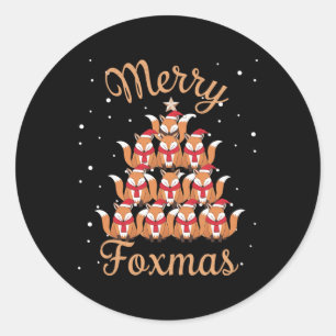 Fox Xmas Tree Foxes Weihnachtsbaum Runder Aufkleber