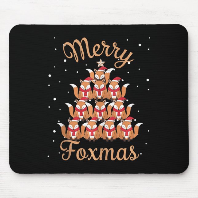Fox Xmas Tree Füchse Weihnachtsbaum Tank Top Mousepad (Vorne)