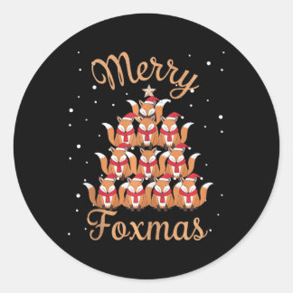Fox Xmas Tree Füchse Weihnachtsbaum Tank Top Runder Aufkleber