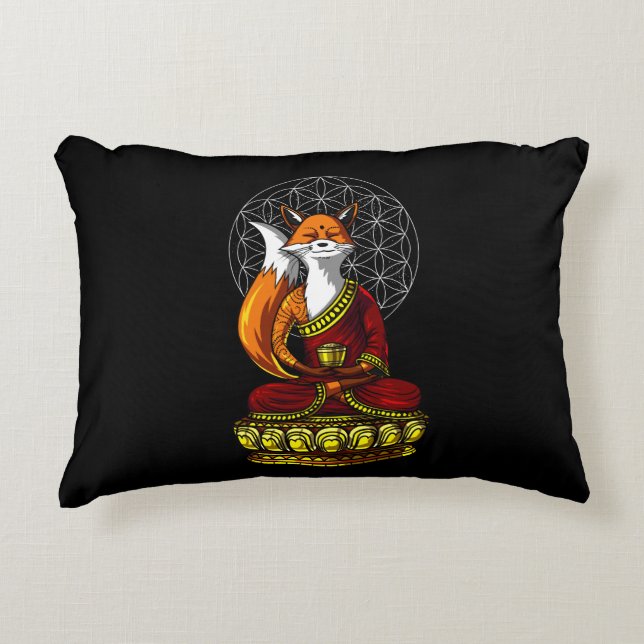 Fox Yoga Zen Meditation Buddha Tier Dekokissen (Vorderseite)