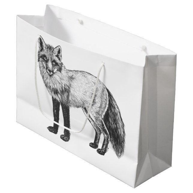 Fox zeichnend große geschenktüte (Vorderseite Schrägansicht)