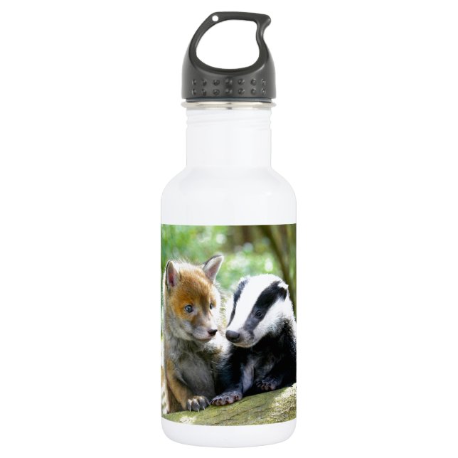Foxcub & Badger Niedlich! Trinkflasche (Vorderseite)