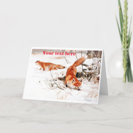 Foxers in der Schnee-Jahrgang Weihnachtskarte Dankeskarte