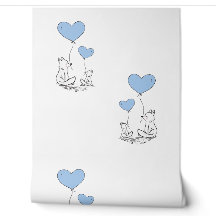 Foxes & Blue Heart Balloons Design