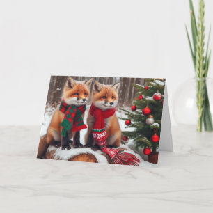 Foxes bois Noël Cartes de voeux