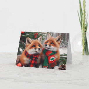 Foxes bois Noël Cartes de voeux