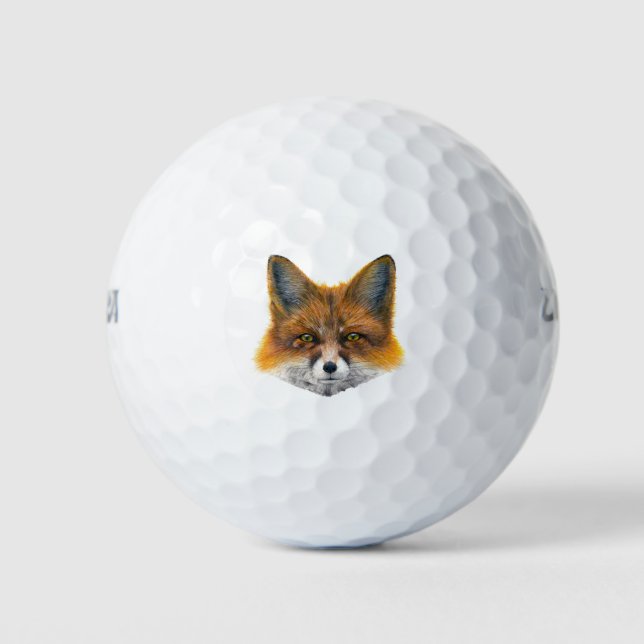 Foxface - Malerei in Acryl Golfball (Vorderseite)