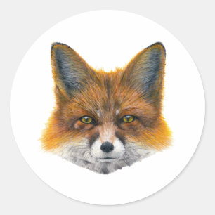 Foxface - Malerei in Acryl Runder Aufkleber