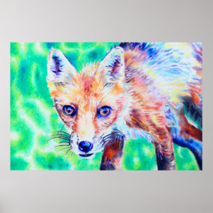 Foxfarbener Bleistift zeichnend Poster