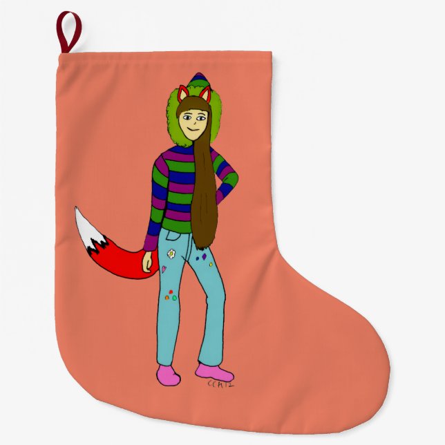 Foxgirl Großer Weihnachtsstrumpf (Vorderseite)