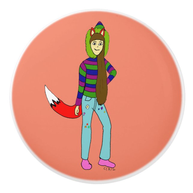 Foxgirl Keramikknauf (Vorderseite)