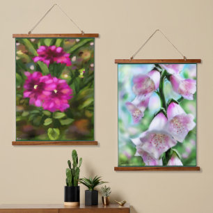 Foxglove Dahlia Blumengarten Blume Blume Wandteppich Mit Holzrahmen
